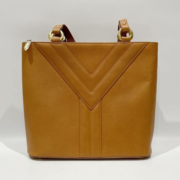 Saint Laurent Handbag Stitch White Tan Charm  Yves Logo - Picture 1 of 15